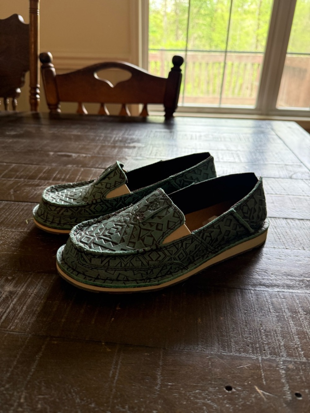 Ariat women’s Teal Geometric Slip-On Loafers